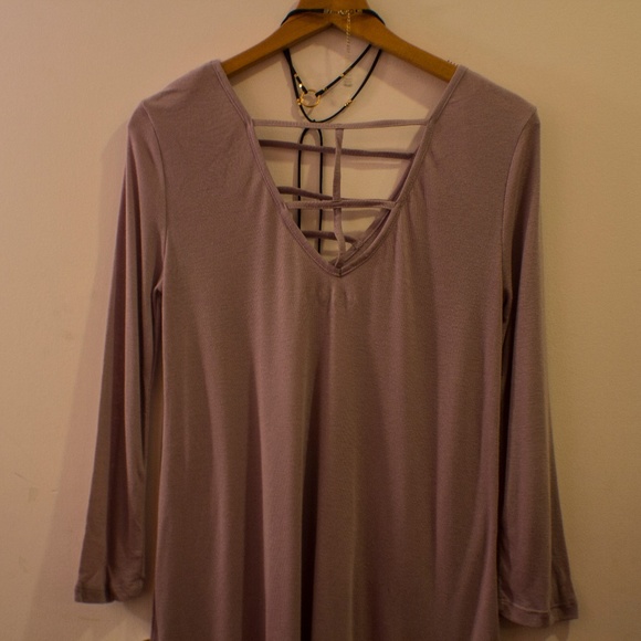 Pale Purple Caged Back Quarter Sleeved Sweater - Picture 6 of 7